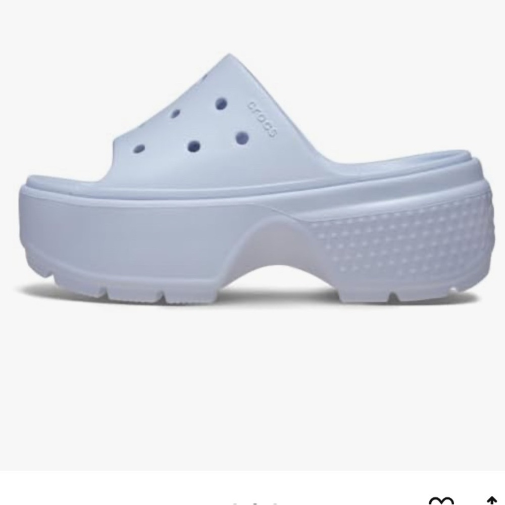 CROCS Light Gray Platform Clogs with Fun Charms in excellent condition M 5. /W 7 - Picture 8 of 11